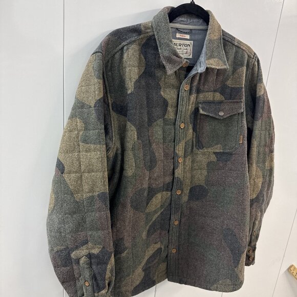 Burton Durable Goods Coat Jacket WOOL Camo Camouflage Men’s Medium Lined - Picture 4 of 14